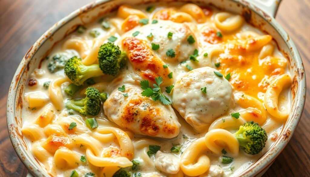 Creamy Chicken Broccoli Alfredo Bake