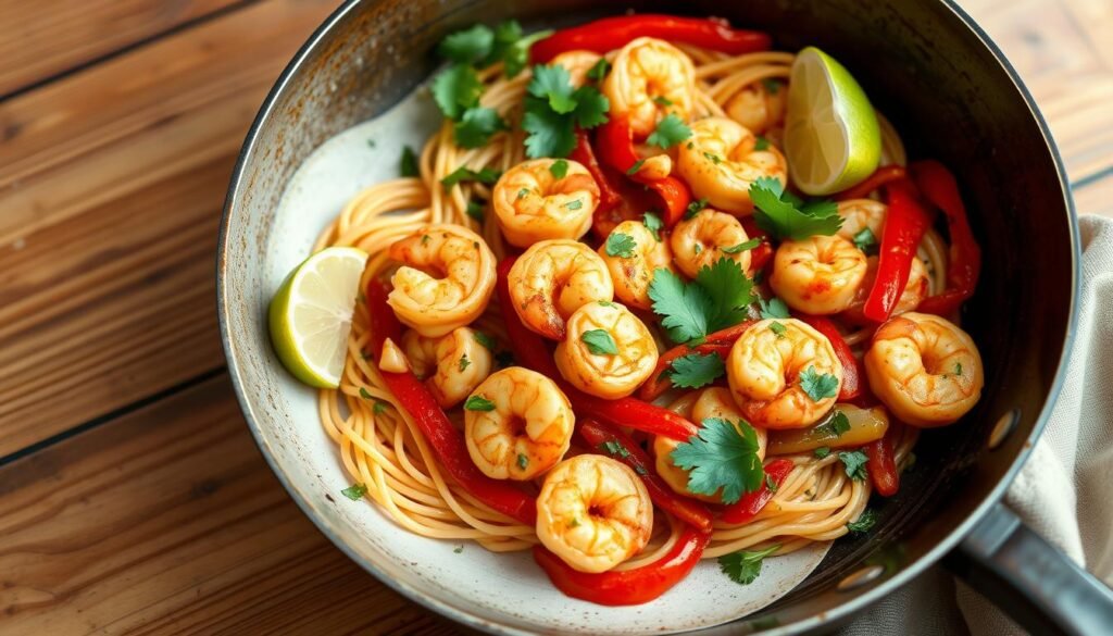 One-Pot Shrimp Fajita Pasta Recipe