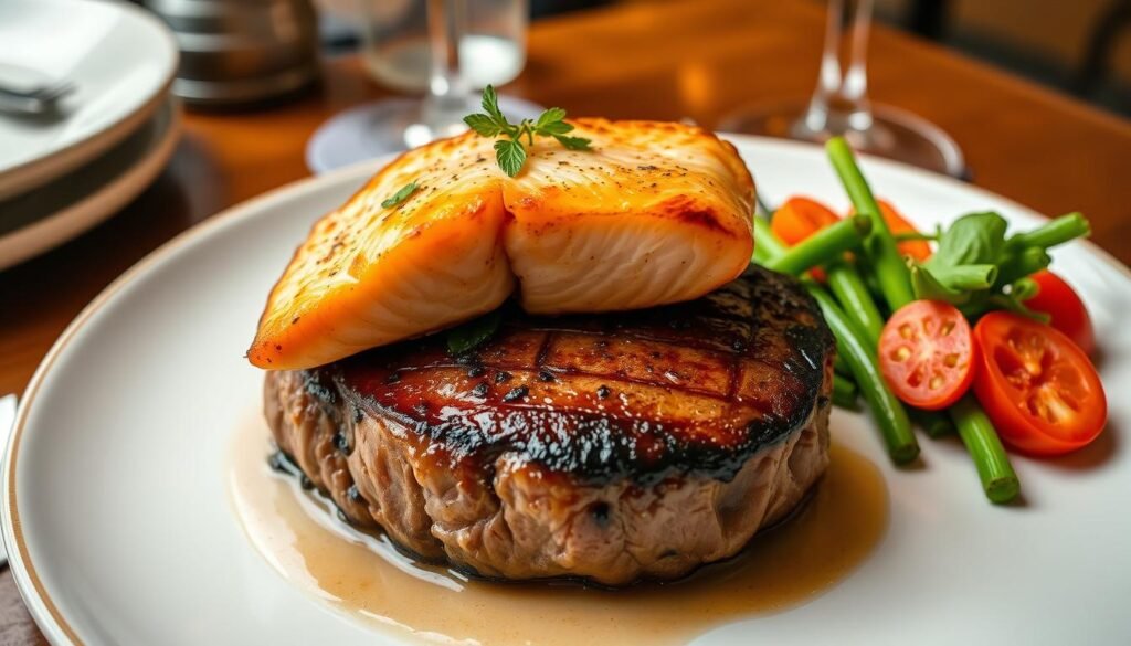 salmon beef steak